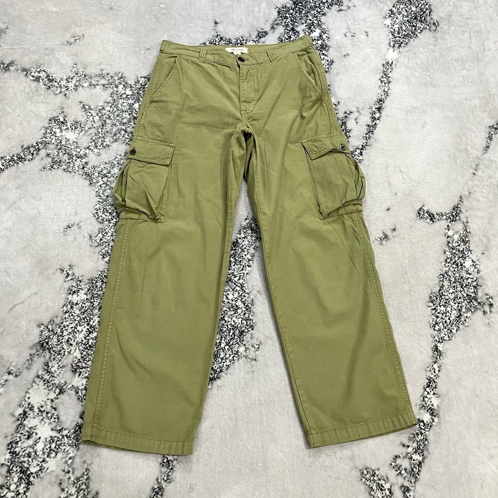 Madewell Wide Leg Cargo Pants Womens 27 Green Utility Military Carpenter Pockets